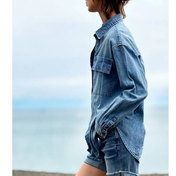 NEW Wash Lab Oversized Denim Shirt Size M #2113 - Picture 3 of 8